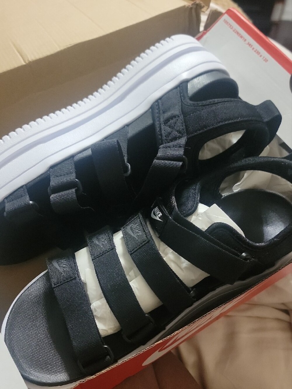 Nike Black Strap Platform Sandals with White Sole - Picture 3 of 9